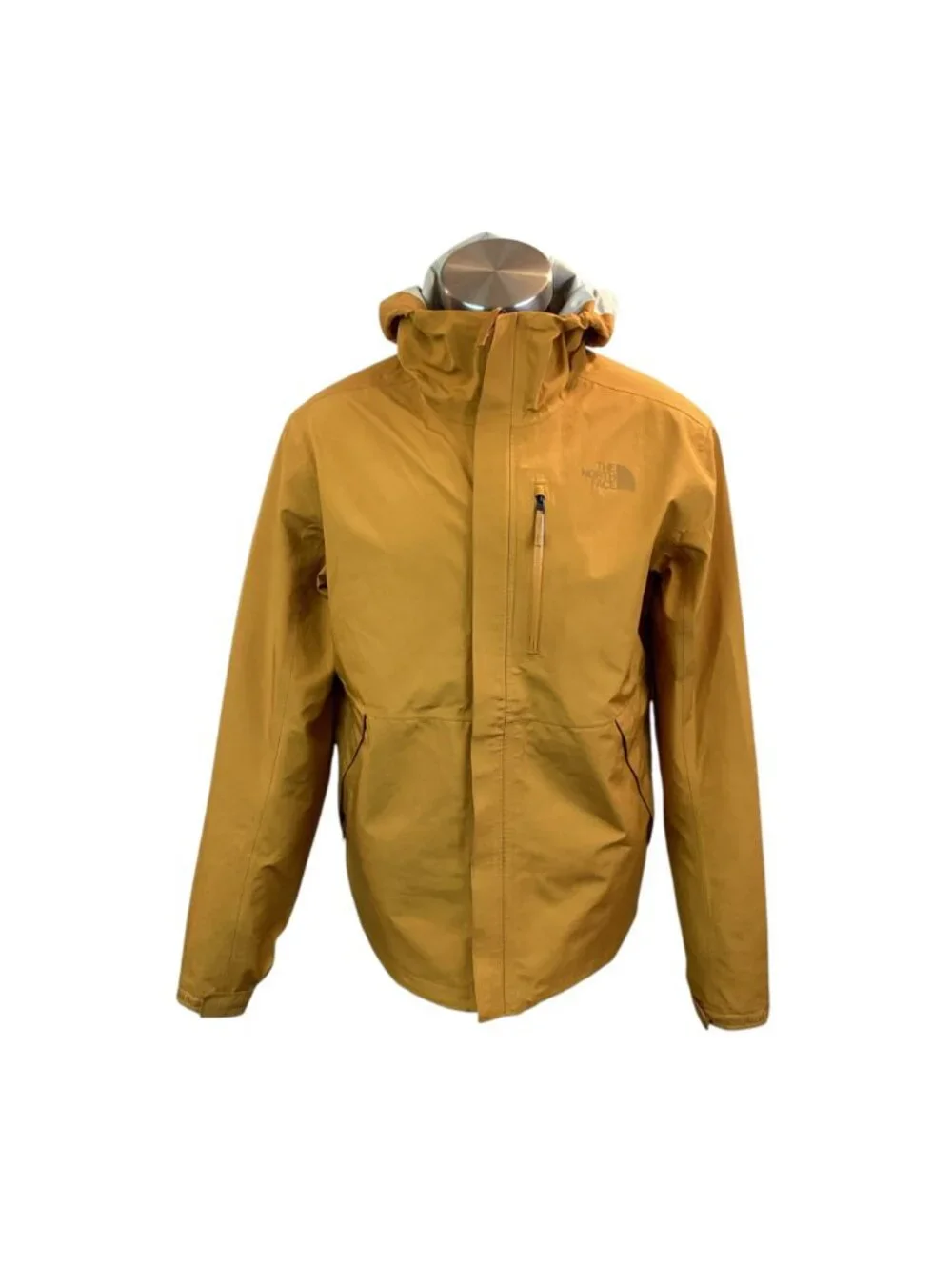 North Face Future Light Mens Medium Hooded Jacket Mustard Waterproof Lightweight